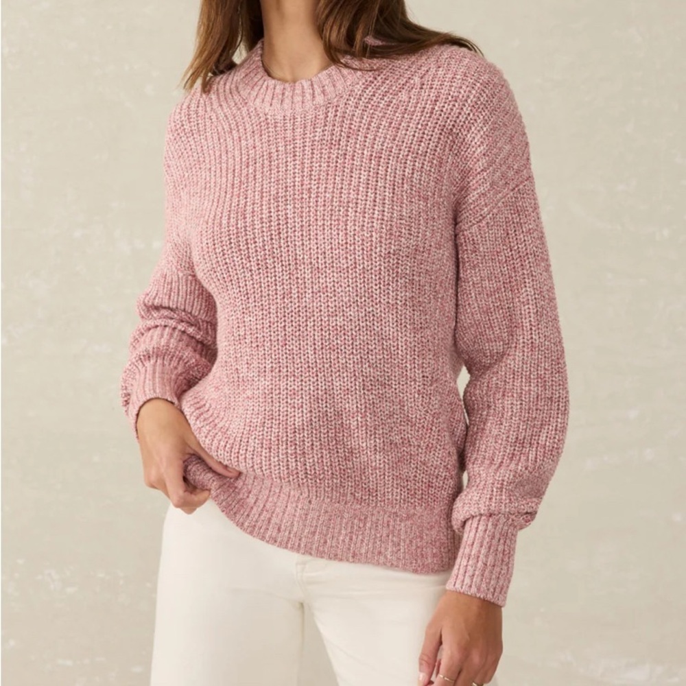 Faherty Sunwashed Fisherman Sweater in Seashell Blush